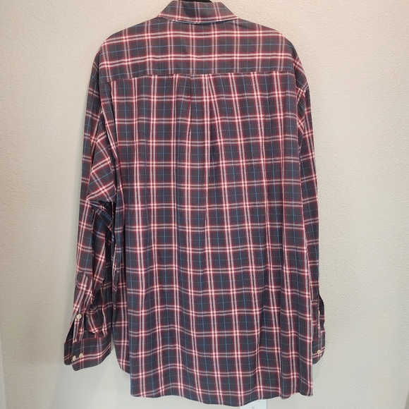 Burberry Mens Button Up Shirt Long Sleeve Plaid Preppy Office Brown Red Size XL - Picture 2 of 7